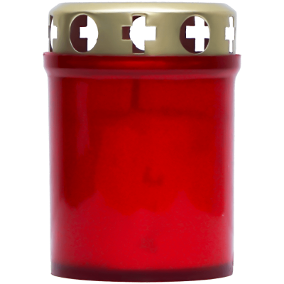 Set 20 candele rosii 20 ore cu capac metalic pentru cimitir 80 g K1-100 Zniczplast